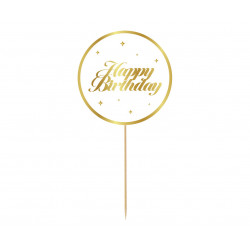 Topper Happy Birthday okrągły biały