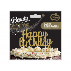 Topper Happy Birthday złoty brokatowy