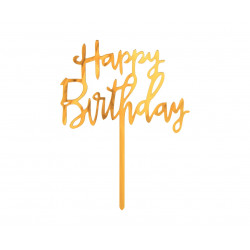 Topper Happy Birthday Akryl złoty