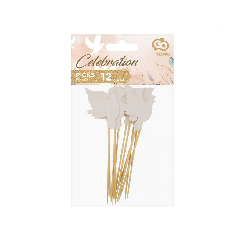 Pikery GOŁĄBKI 12 szt. Ozdoba na babeczki