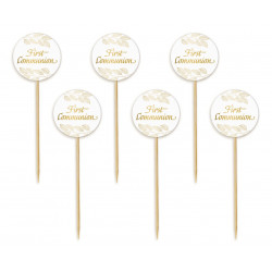 Pikery Okrągłe First Communion 6 szt. Ozdoba na babeczki