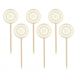 Pikery IHS złoty 6 szt. Ozdoba na babeczki