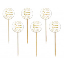 Pikery Okrągłe Pierwsza Komunia 6 szt. Ozdoba na babeczki