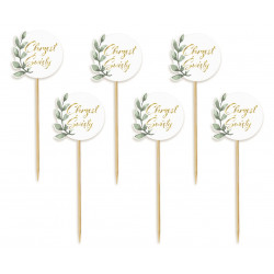 Pikery CHRZEST Z LISTKAMI 6 szt. Ozdoba na babeczki