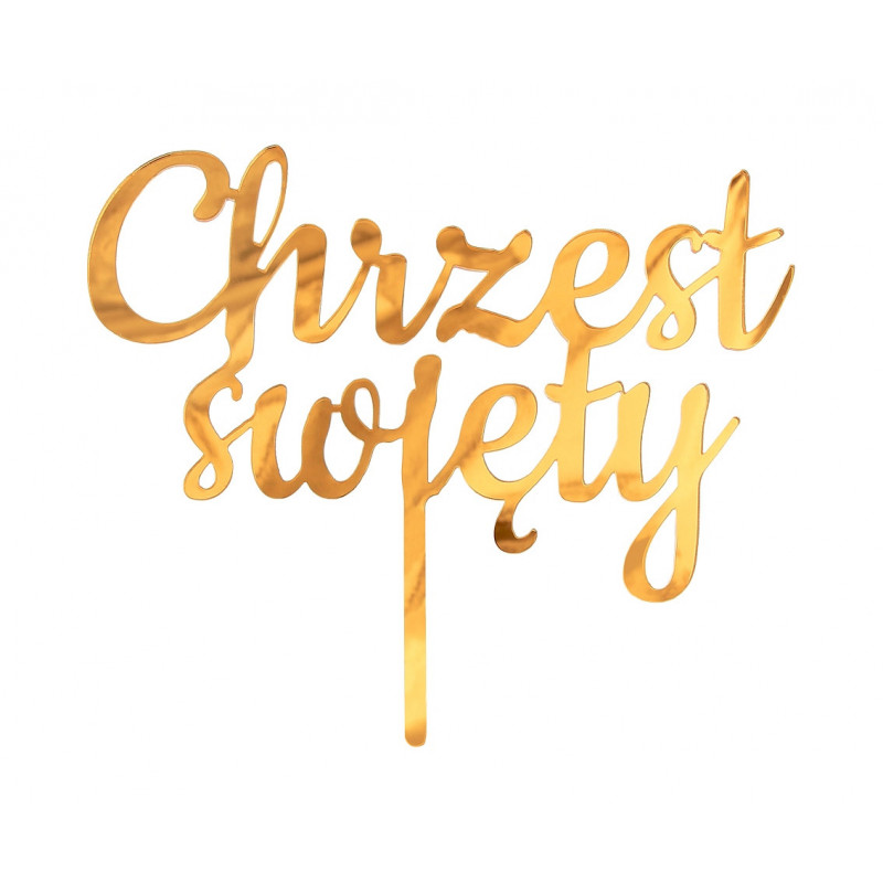 Topper Chrzest Święty Akryl złoty