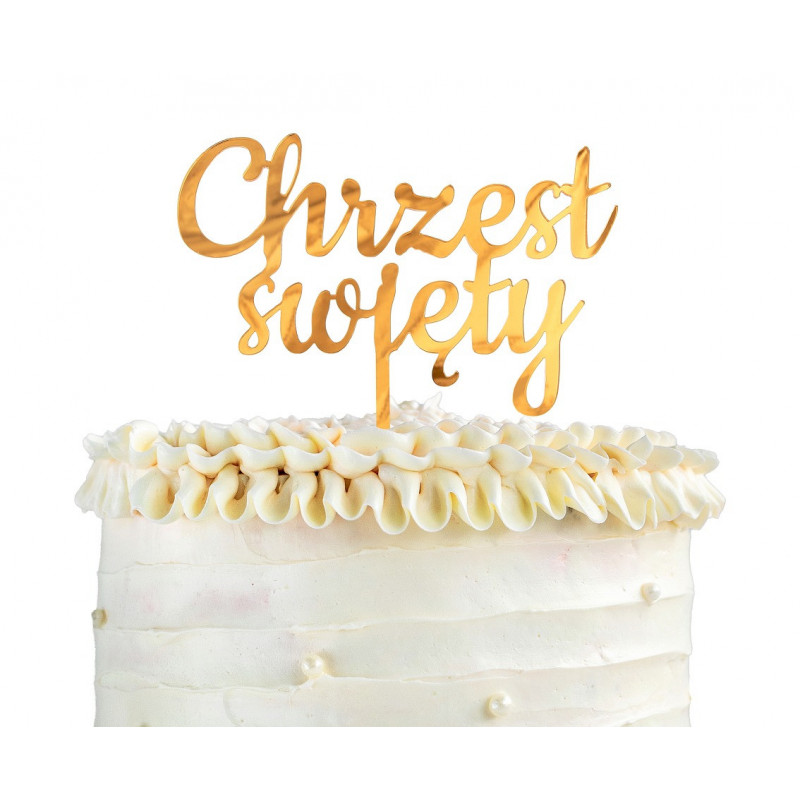 Topper Chrzest Święty Akryl złoty