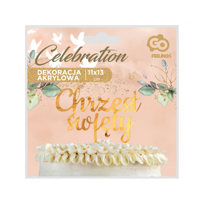 Topper Chrzest Święty Akryl złoty