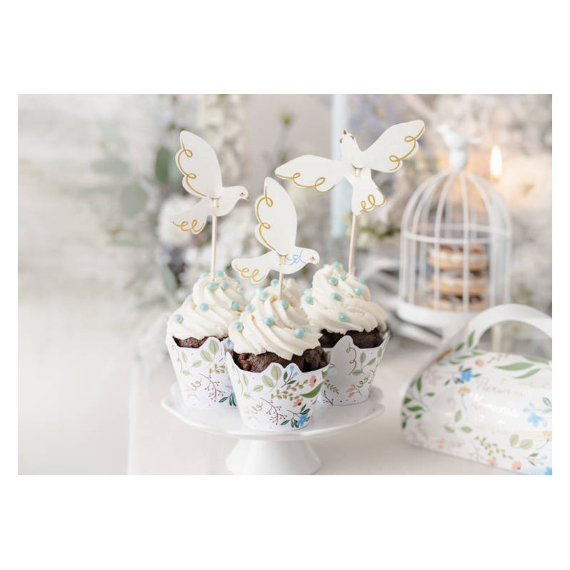 Pikery GOŁĄBEK 6 szt. Ozdoba na babeczki