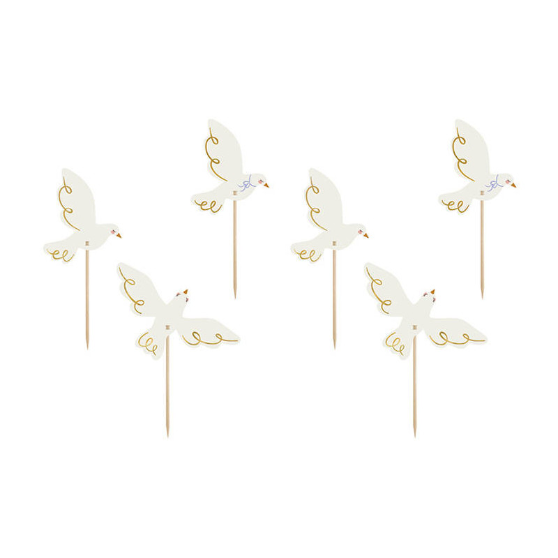 Pikery GOŁĄBEK 6 szt. Ozdoba na babeczki