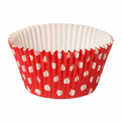 Papilotki sztywne foliowane 90 szt Polka czerwone w grochy