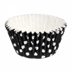 Papilotki sztywne foliowane 90 szt Polka czarne w grochy