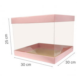 Opakowanie na tort 30x30x25 cm Pudełko wysokie RÓŻOWE