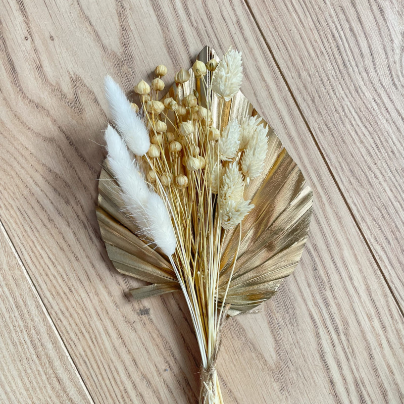 Topper z suszonych kwiatów Ozdoba na tort Suszki Złoty