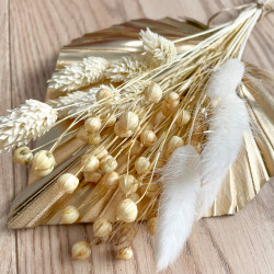 Topper z suszonych kwiatów Ozdoba na tort Suszki Złoty