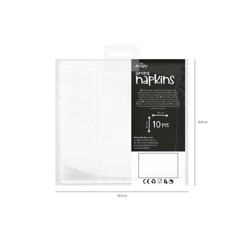 Serwetki Chrzest Listki 10 szt. Metaliczny Napis