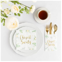 Serwetki Chrzest Listki 10 szt. Metaliczny Napis