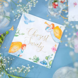 Serwetki Chrzest Anioły 10 szt. Metaliczny Napis