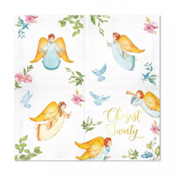 Serwetki Chrzest Anioły 10 szt. Metaliczny Napis