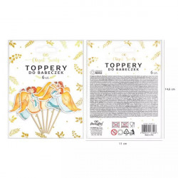 Pikery ANIOŁY Komunia Chrzest na tort babeczki x6