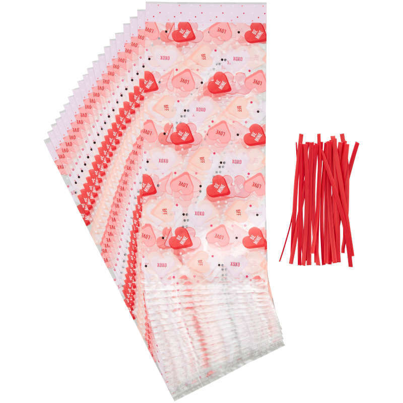 Torebeczki na słodycze 10 x 24 cm SERDUSZKA 20 szt