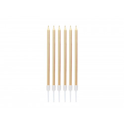 Vysoké sviečky Light Pastel Gold 6 ks. Zlaté 12 cm