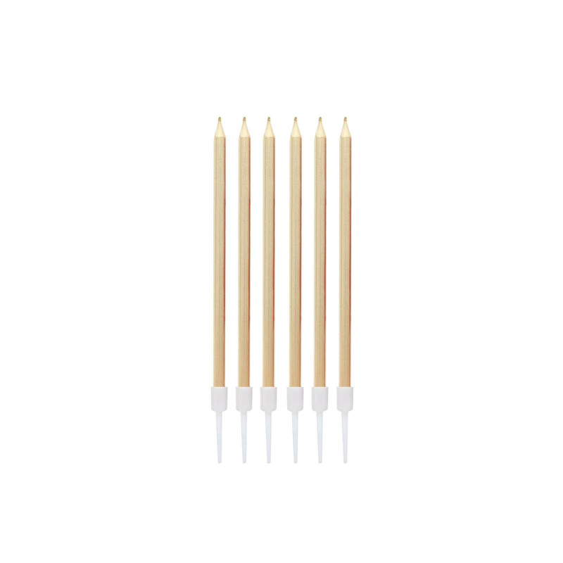 Tall candles Bright Pastel Gold 6 pcs gold