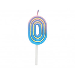Świeczka cyferka Neon 0 Ombre 4,5 cm