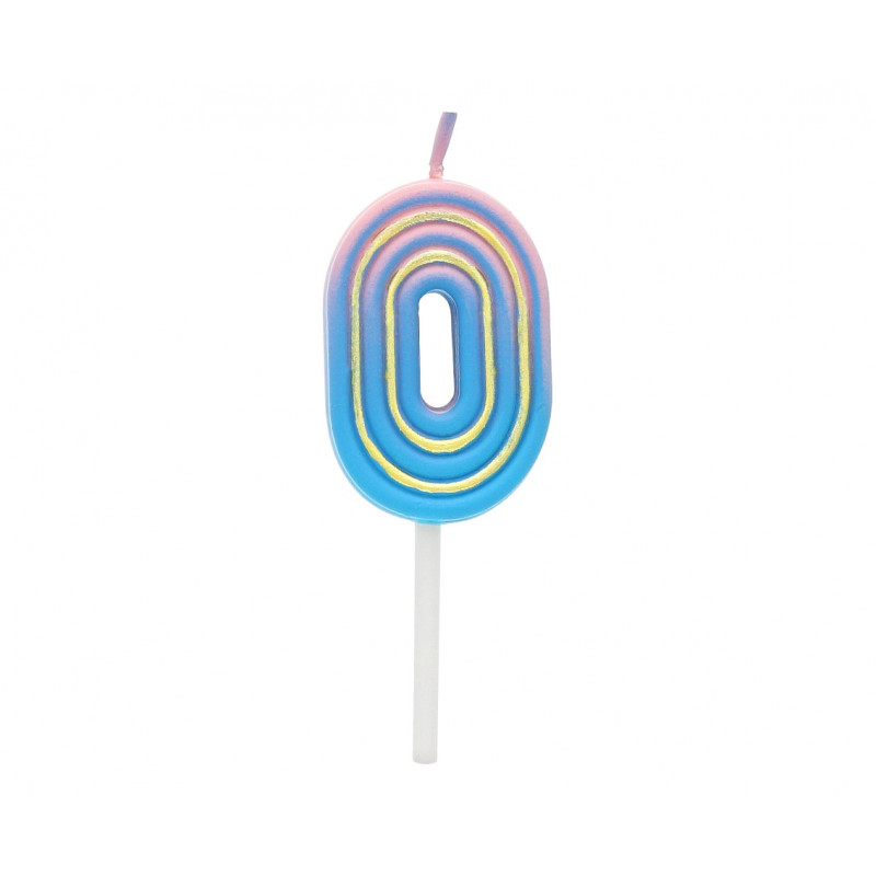 Numeral candle Neon 0 Ombre 4.5 cm