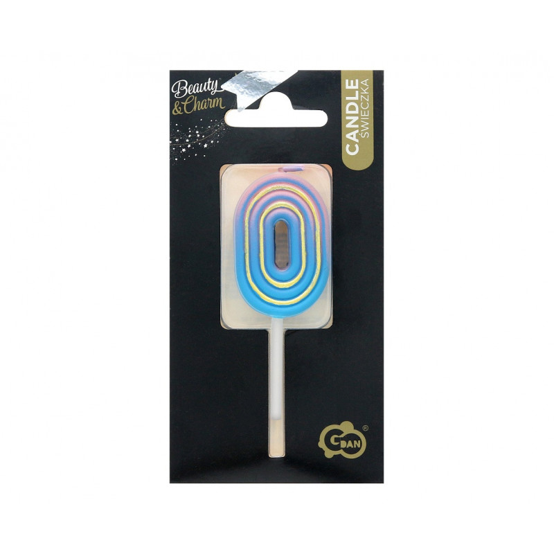Numeral candle Neon 0 Ombre 4.5 cm