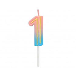 Świeczka cyferka Neon 1 Ombre 4,5 cm