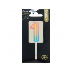 Świeczka cyferka Neon 1 Ombre 4,5 cm
