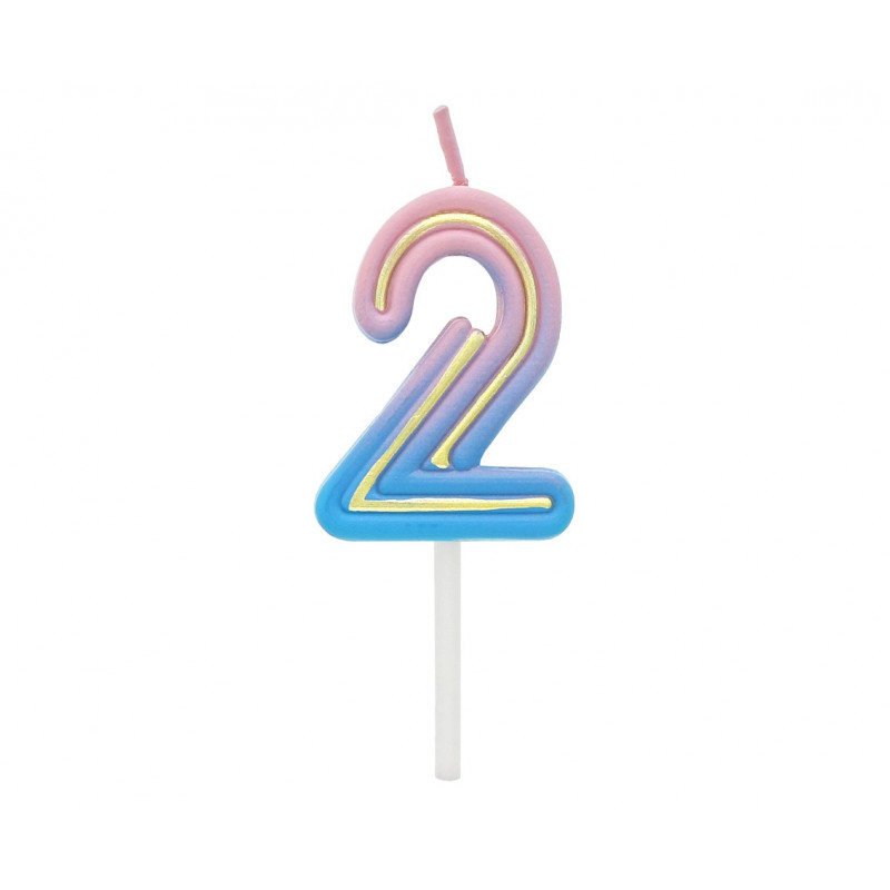 Numeral candle Neon 2 Ombre 4.5 cm