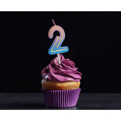 Świeczka cyferka Neon 2 Ombre 4,5 cm