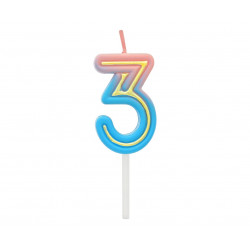Świeczka cyferka Neon 3 Ombre 4,5 cm