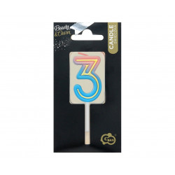 Świeczka cyferka Neon 3 Ombre 4,5 cm