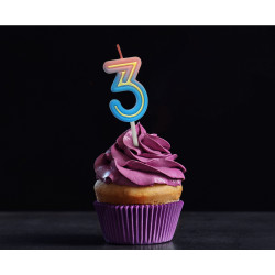 Świeczka cyferka Neon 3 Ombre 4,5 cm