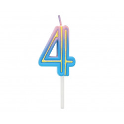 Świeczka cyferka Neon 4 Ombre 4,5 cm