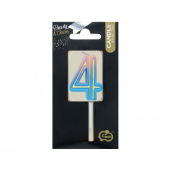 Świeczka cyferka Neon 4 Ombre 4,5 cm