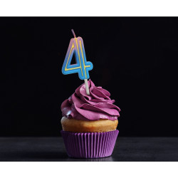 Świeczka cyferka Neon 4 Ombre 4,5 cm