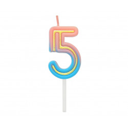 Świeczka cyferka Neon 5 Ombre 4,5 cm