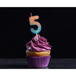 Świeczka cyferka Neon 5 Ombre 4,5 cm
