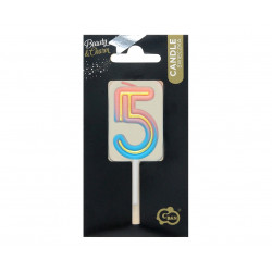 Świeczka cyferka Neon 5 Ombre 4,5 cm