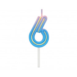 Świeczka cyferka Neon 6 Ombre 4,5 cm
