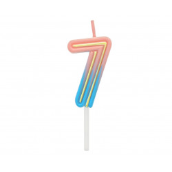 Świeczka cyferka Neon 7 Ombre 4,5 cm