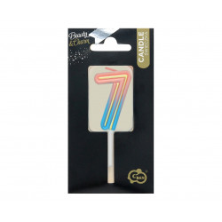 Świeczka cyferka Neon 7 Ombre 4,5 cm