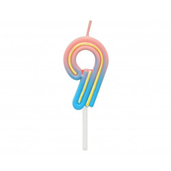 Świeczka cyferka Neon 9 Ombre 4,5 cm
