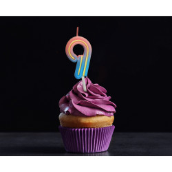 Świeczka cyferka Neon 9 Ombre 4,5 cm