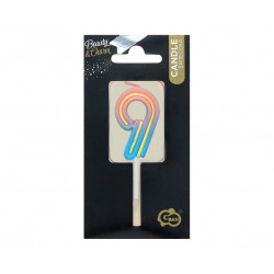 Świeczka cyferka Neon 9 Ombre 4,5 cm