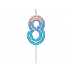 Świeczka cyferka Neon 8 Ombre 4,5 cm
