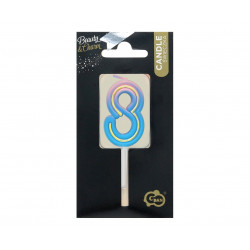 Świeczka cyferka Neon 8 Ombre 4,5 cm